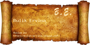Bulik Ervina névjegykártya
